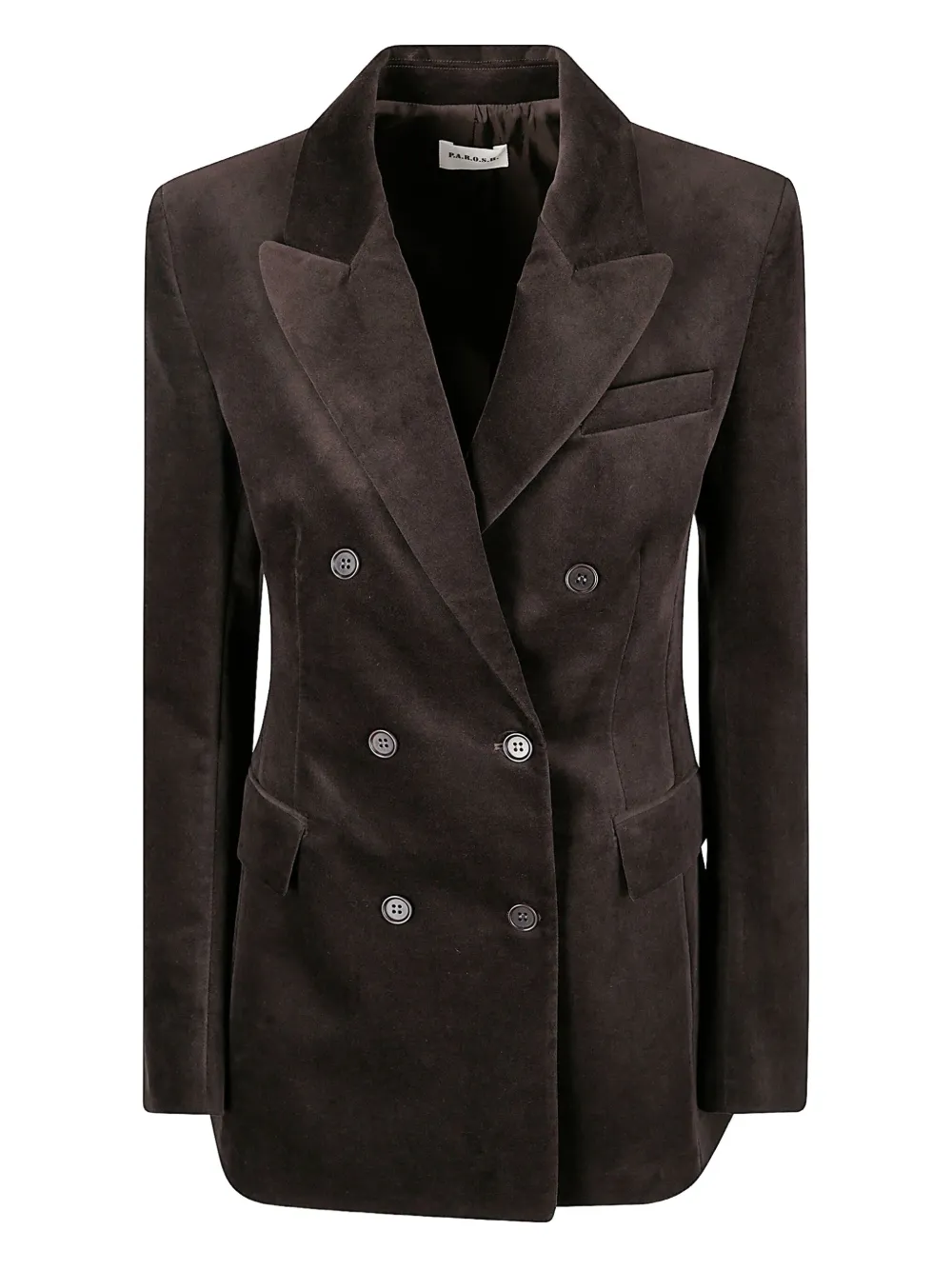 P.a.r.o.s.h Velvet Double-breasted Blazer In Brown