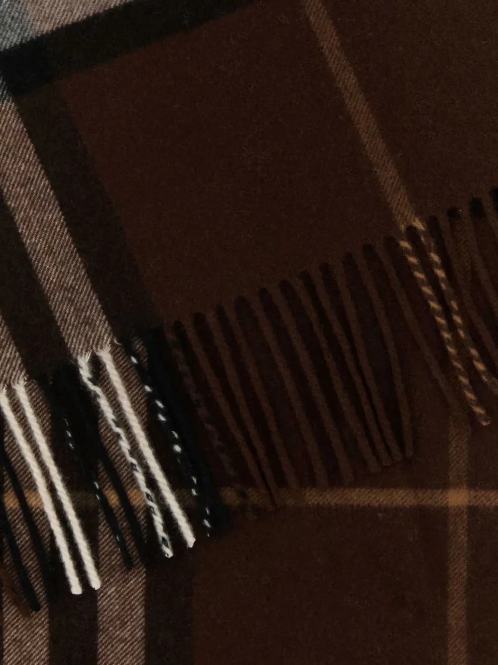 Burberry Karierter Schal Mit Fransen In Brown