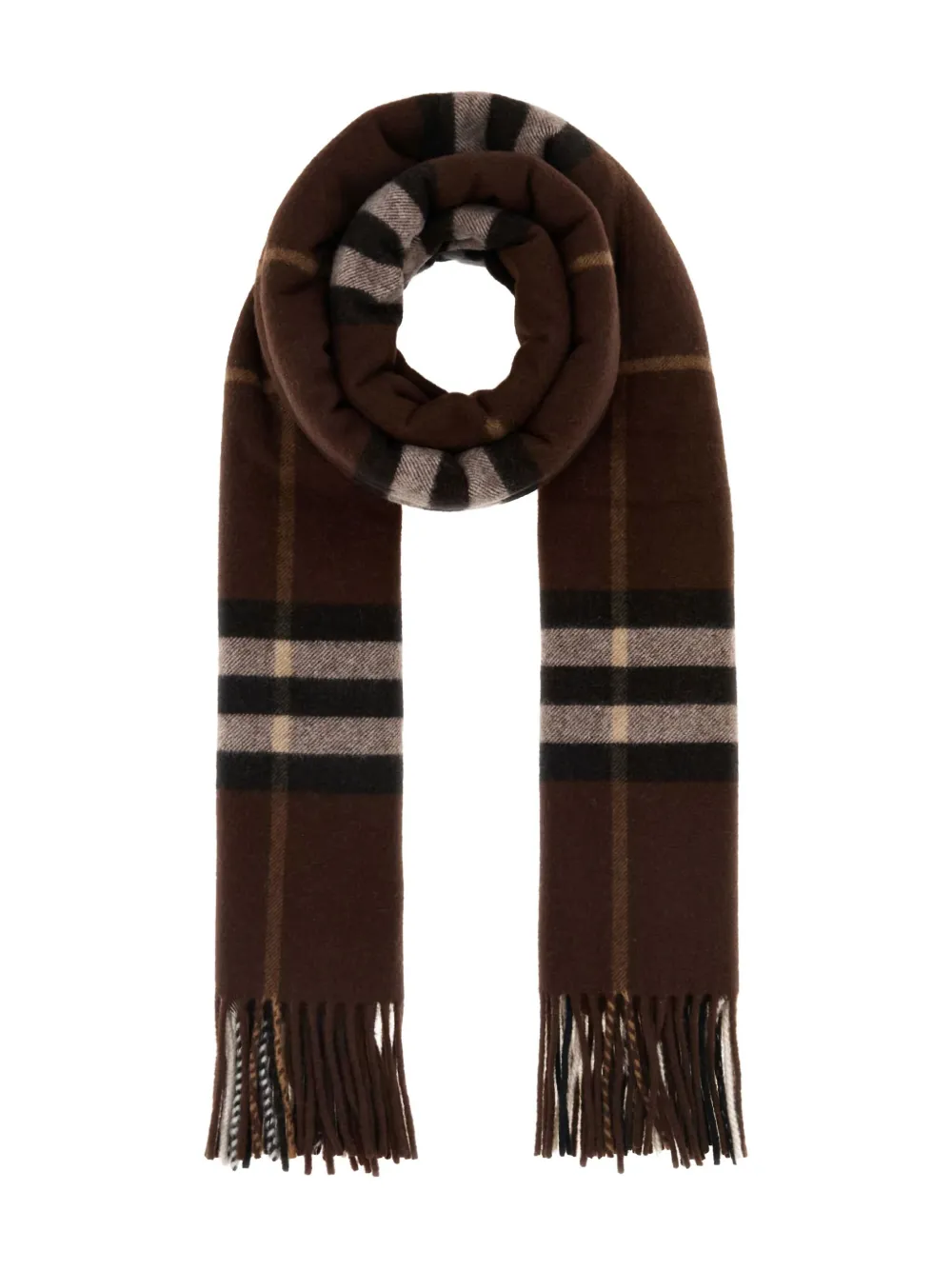 Burberry checked-pattern fringed-hem scarf | Brown | Image 1