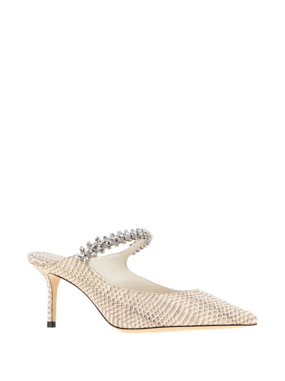 Jimmy Choo 65mm crystal-embellished snakeskin mules Neutrals