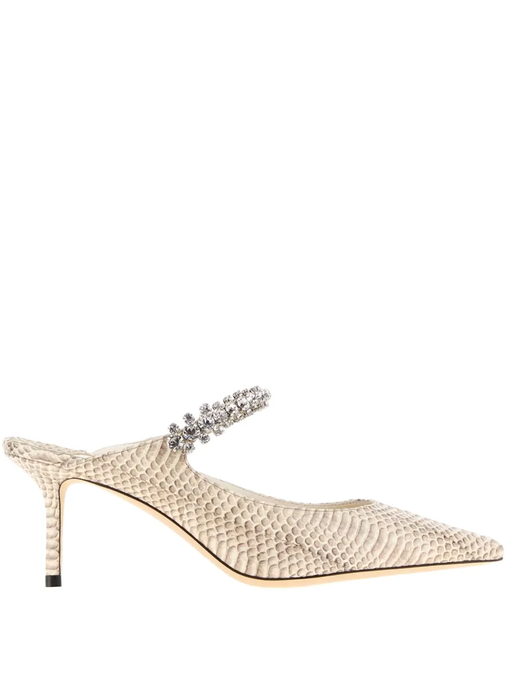 Jimmy Choo 65mm crystal-embellished snakeskin mules - ニュートラル Jimmy Choo 65mm crystal-embellished snakeskin mules - ニュートラル