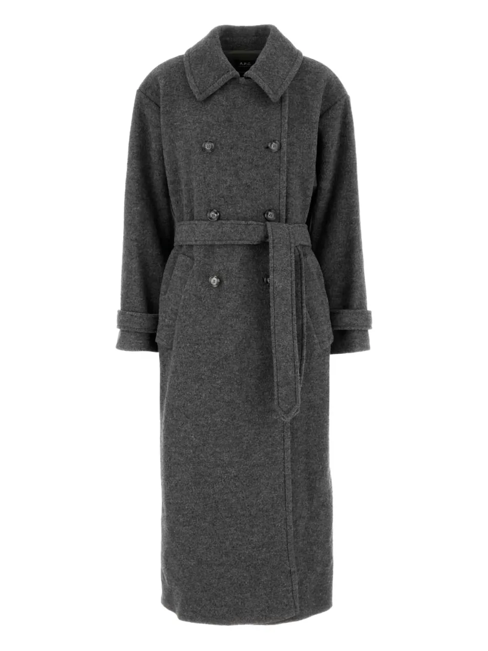 A.P.C. belted double-breasted wool coat - グレー A.P.C. belted double-breasted wool coat - グレー