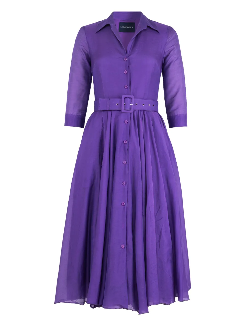 Samantha Sung Aster belted shirt midi dress - パープル Samantha Sung Aster belted shirt midi dress - パープル