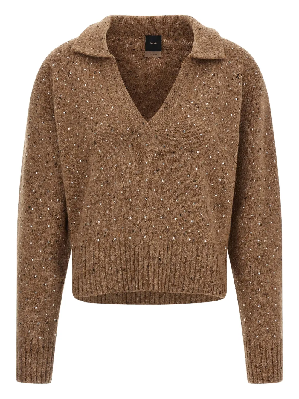 PINKO Nibani rhinestone-embellished sweater - ブラウン PINKO Nibani rhinestone-embellished sweater - ブラウン
