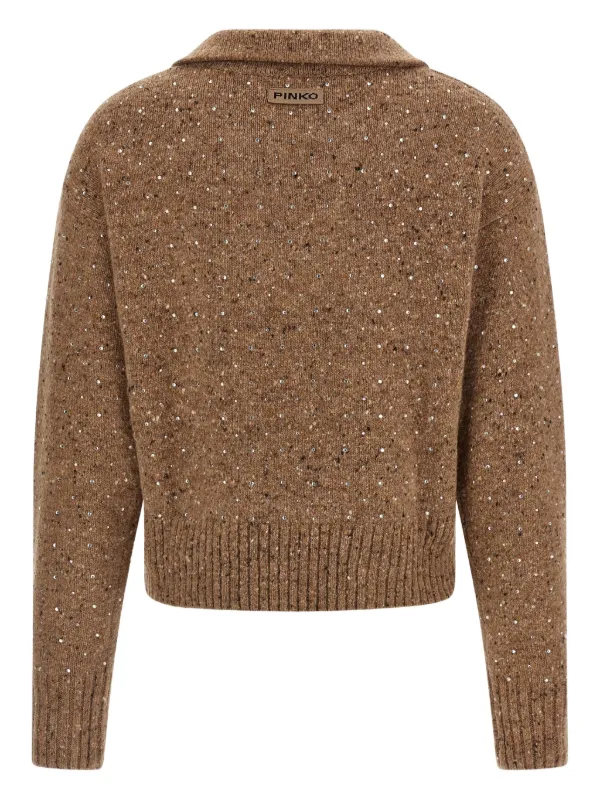 PINKO Nibani rhinestone-embellished Sweater Brown FARFETCH AU