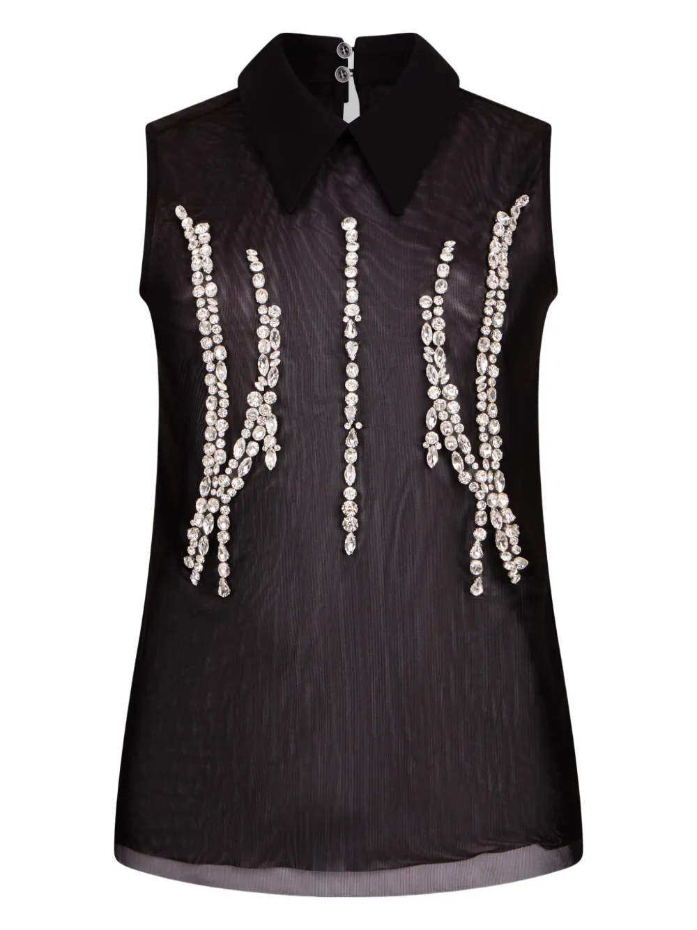 LIU JO rhinestone-embellished shirt collar top | Black | Image 1