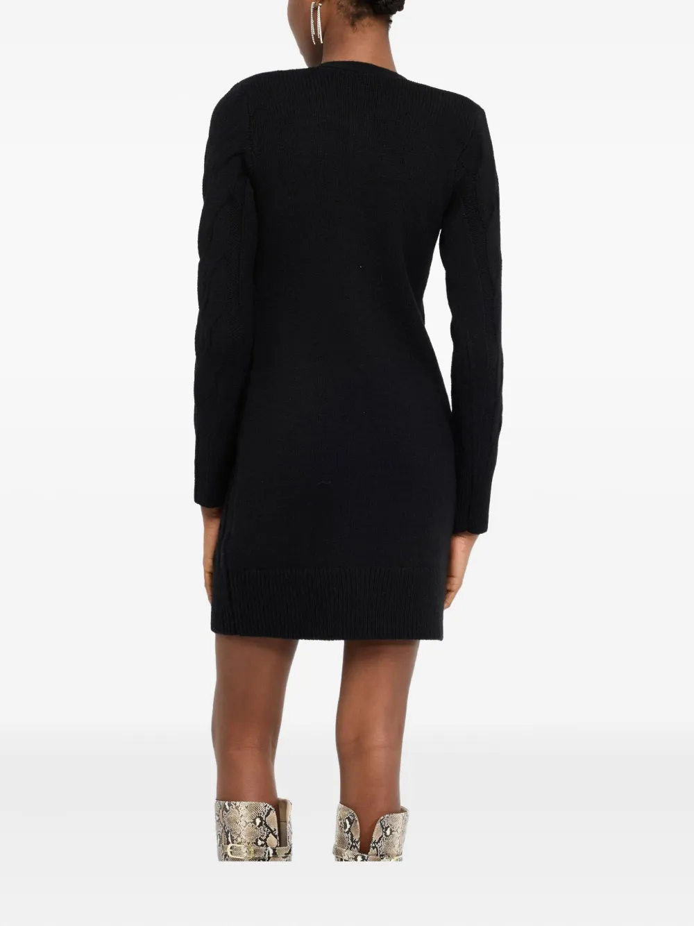 Liu •jo Cable Knit Wool Dress In Black