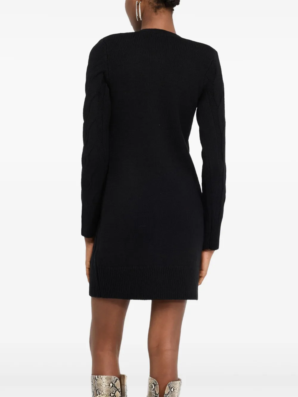 LIU JO Kabelgebreide jurk met knopen Zwart