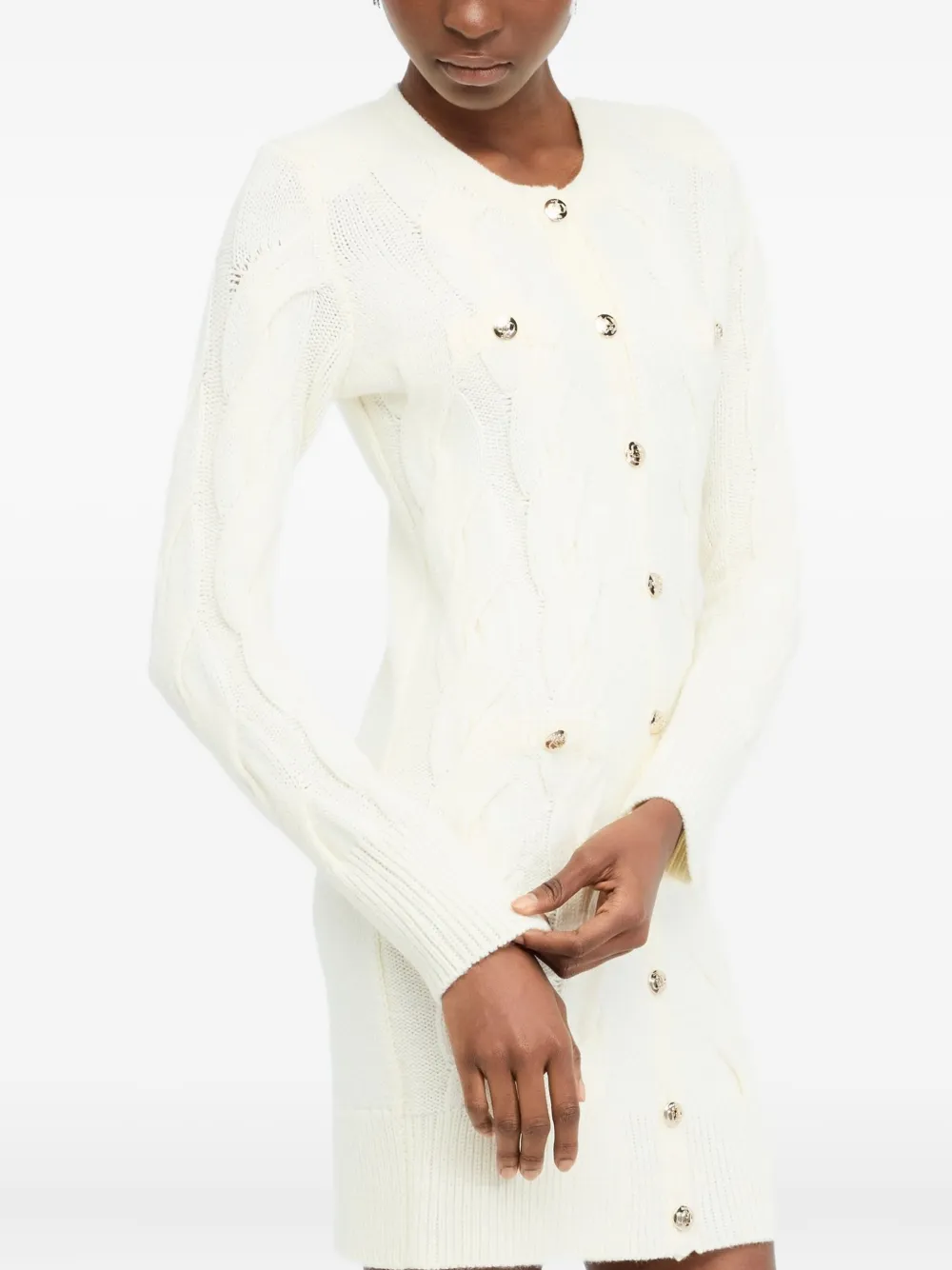 Liu •jo Cable Knit Wool Dress In White