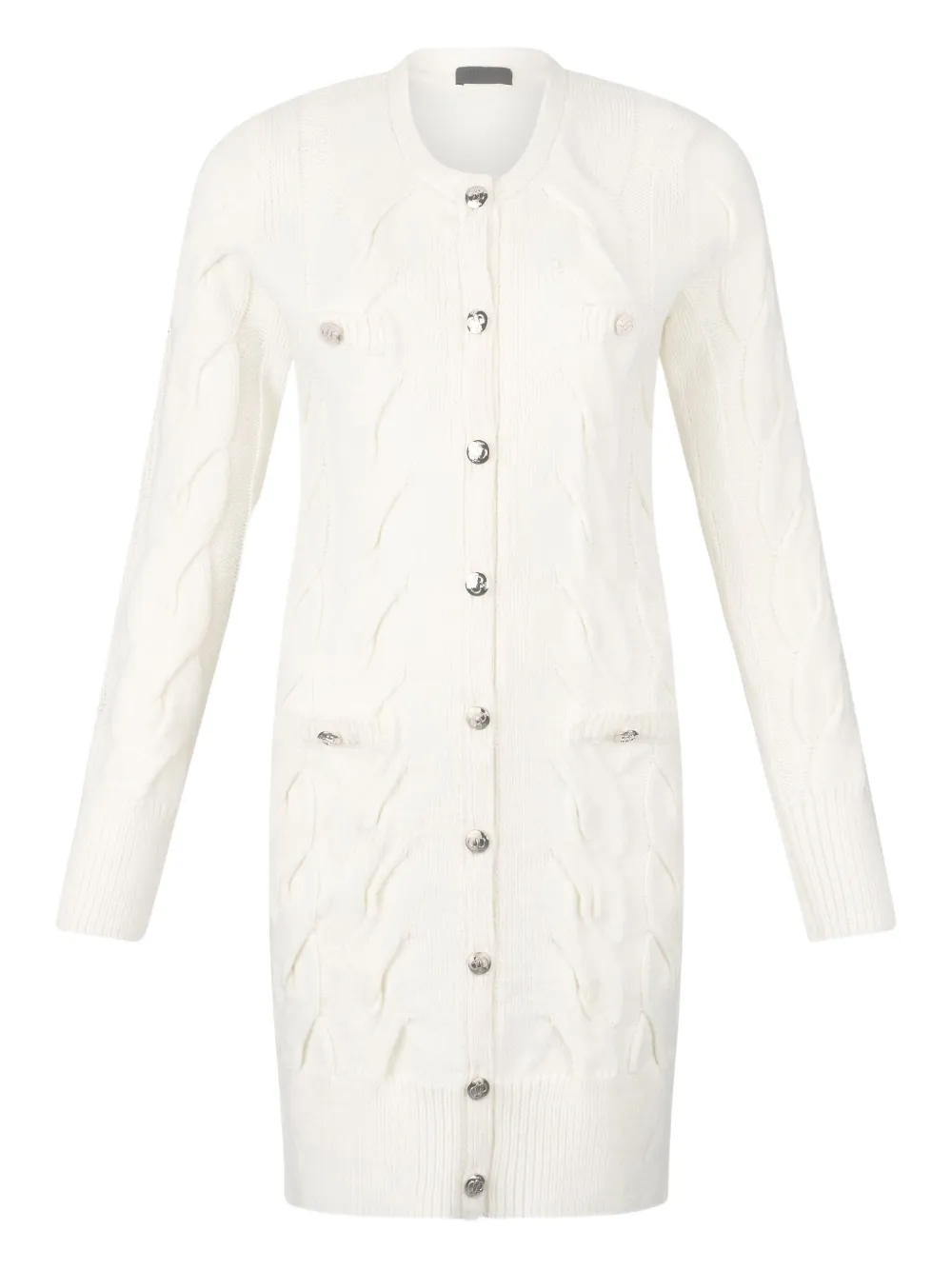 Liu •jo Cable Knit Wool Dress In White
