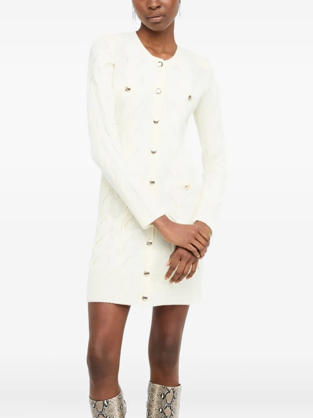 Liu •jo Cable Knit Wool Dress In White