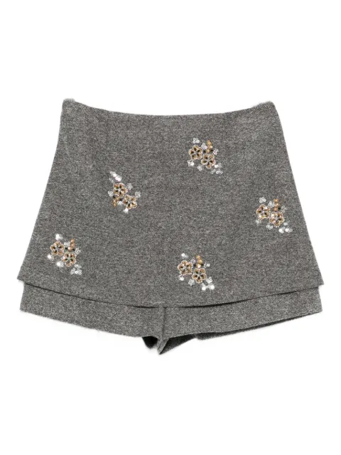 Maje floral-embellished layered skorts