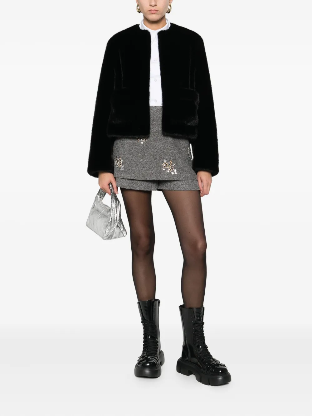 Maje Hosenrock im Layering-Look mit Blumendetail | Kurze Shorts | Image 2