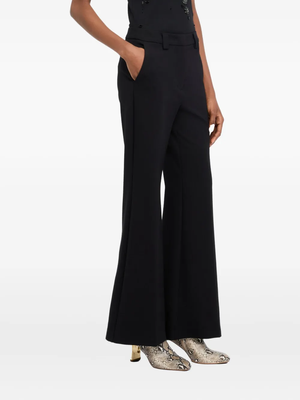 Liu •jo Smart Flared Trousers In Black