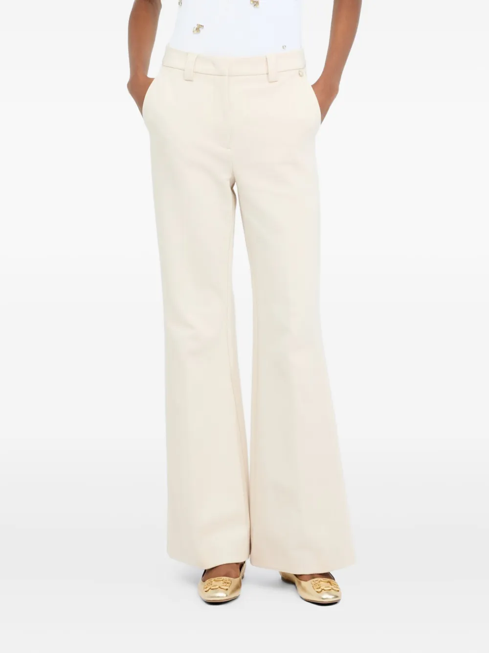 Liu •jo Smart Flared Trousers In Neutral