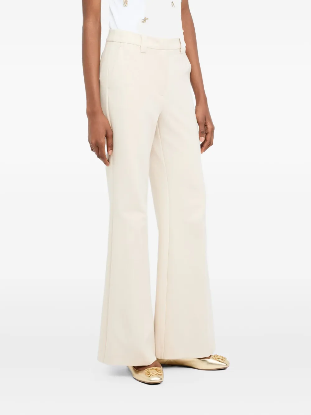 Liu •jo Smart Flared Trousers In Neutral