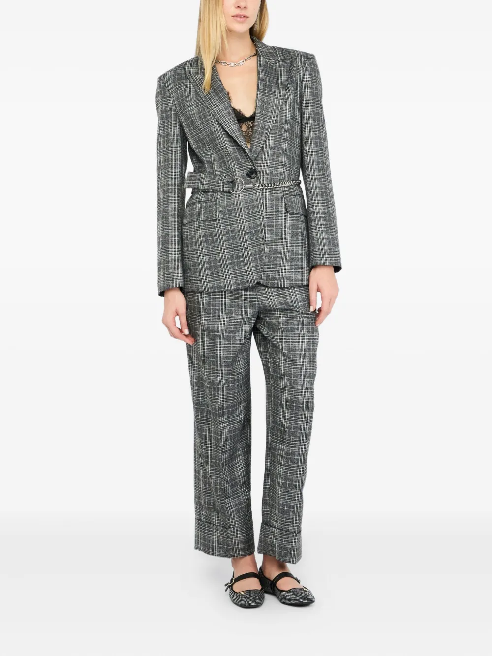 Liu •jo Glen Plaid Blazer In Gray