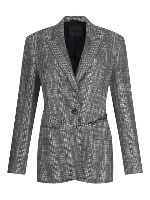 LIU JO plaid-pattern chain-belt blazer