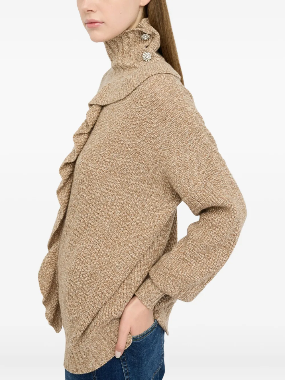 Liu •jo Jumper With Maxi-ruffles In Brown