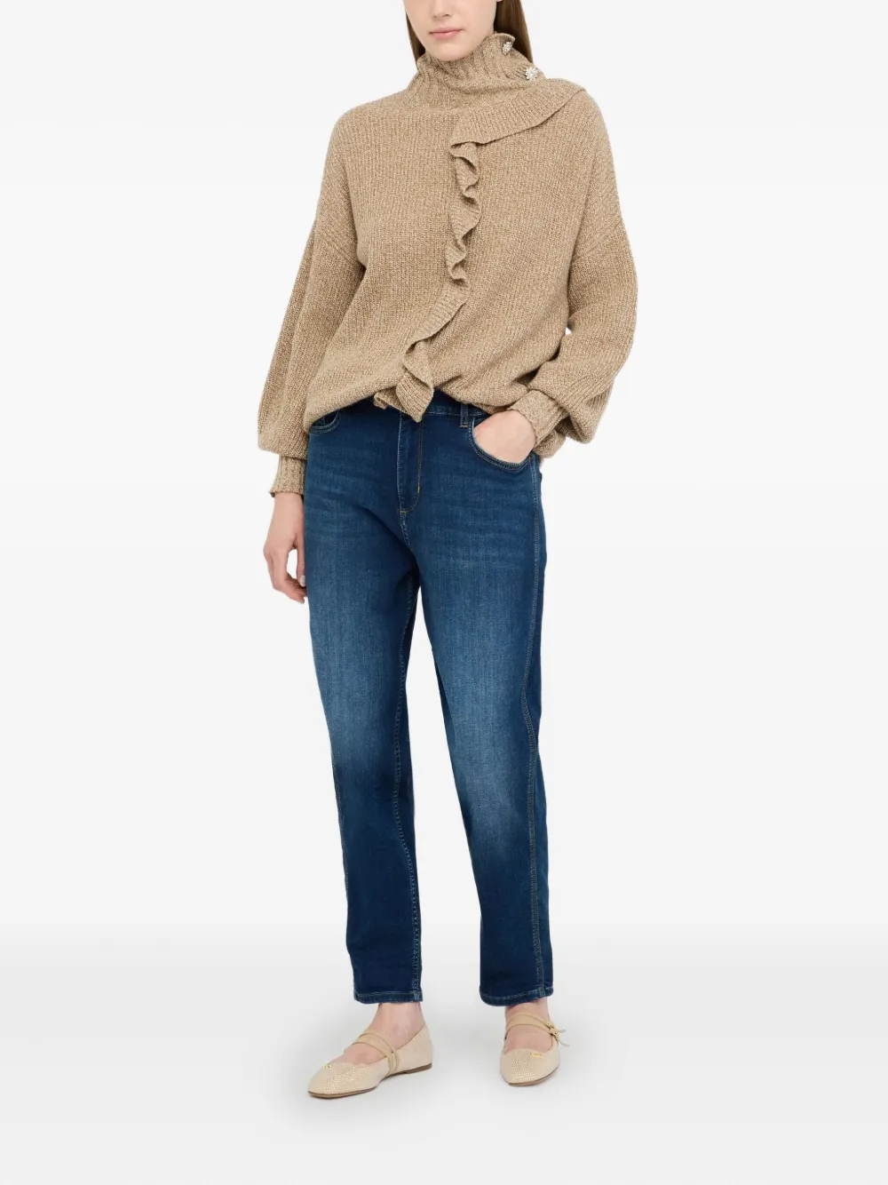 Liu •jo Jumper With Maxi-ruffles In Brown