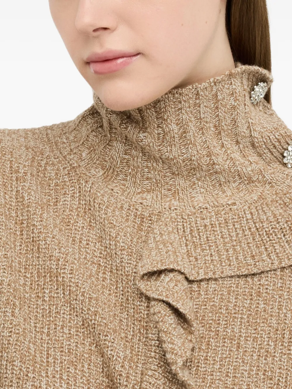 Liu •jo Jumper With Maxi-ruffles In Brown