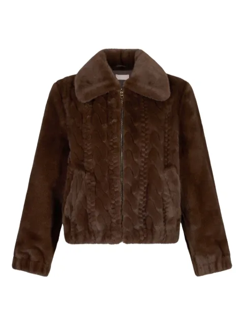 LIU JO cable-knit teddy-texture jacket