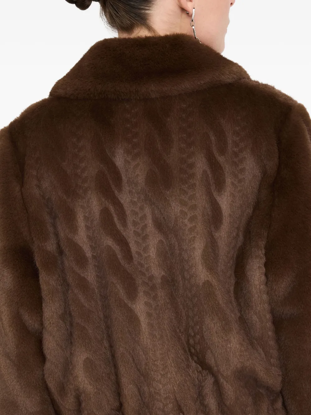 Liu •jo Teddy Bomber Jacket With Cable Knit Detailing In Brown