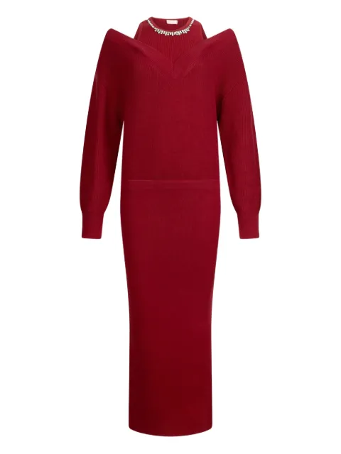 LIU JO embellished v-neck knit dress