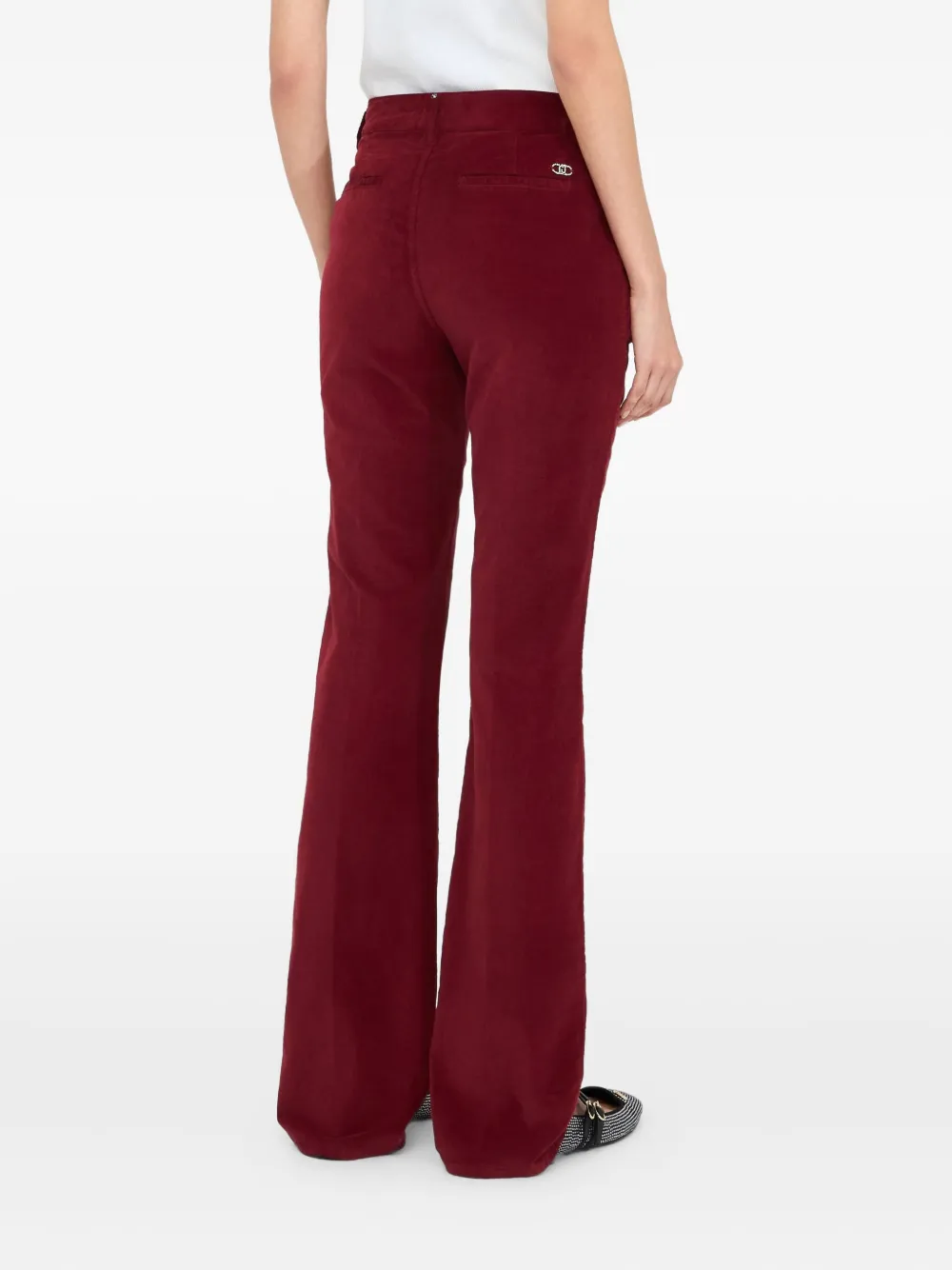 Liu •jo Bejewelled Velvet Trousers In Red