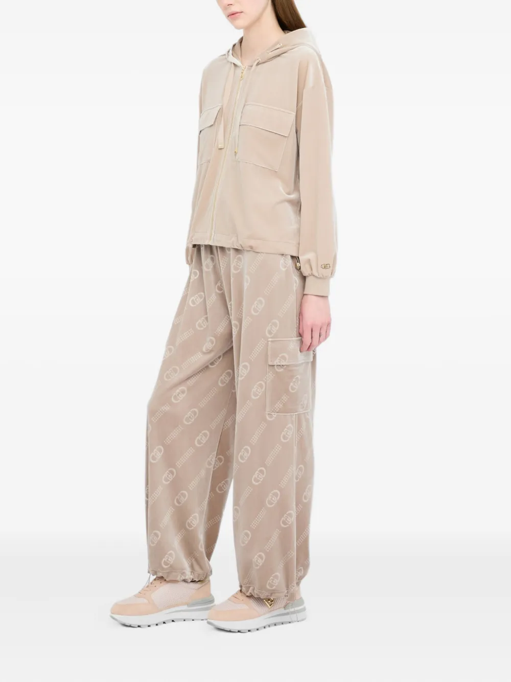 Liu •jo Chenille Hoodie In Neutral