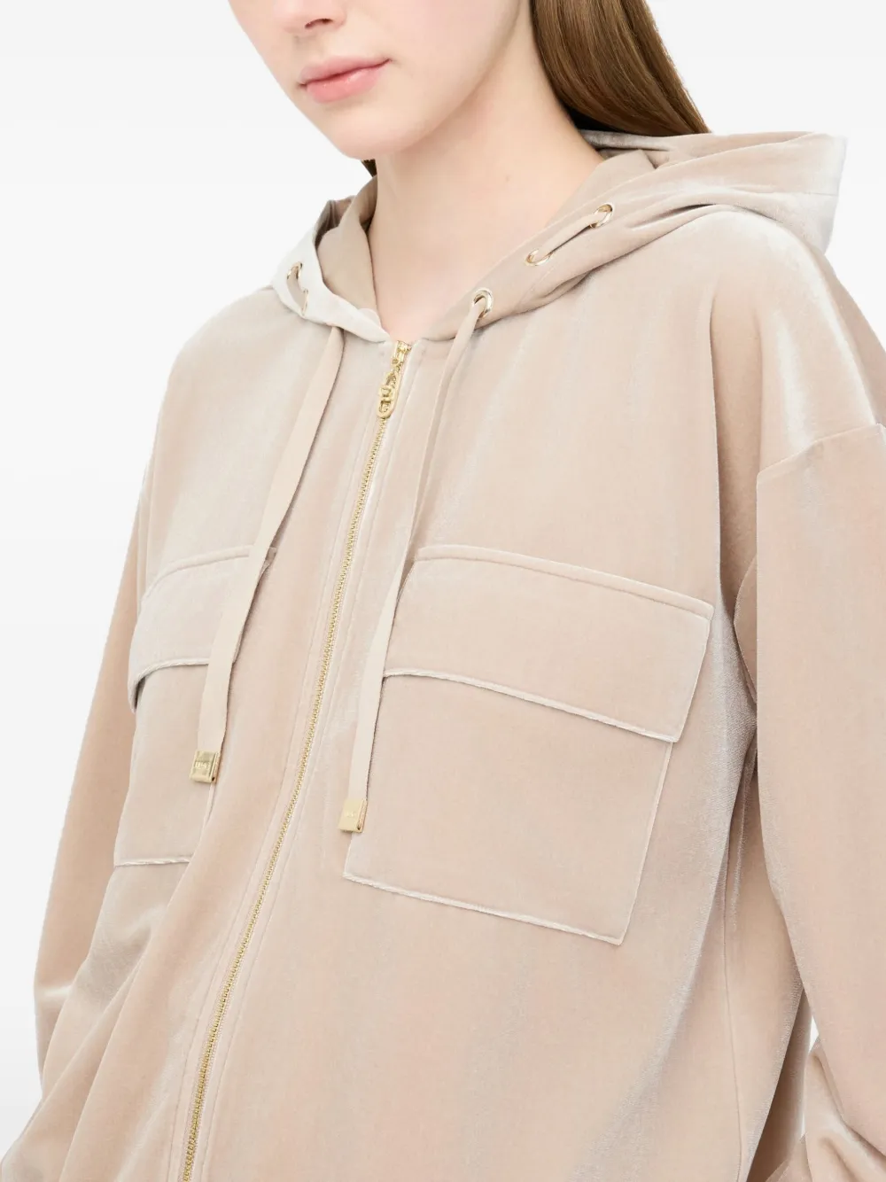 Liu •jo Chenille Hoodie In Neutral