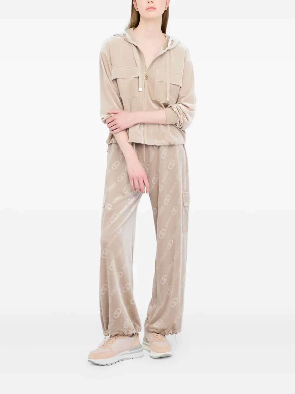 LIU JO Hoodie met logoplakkaat - Beige