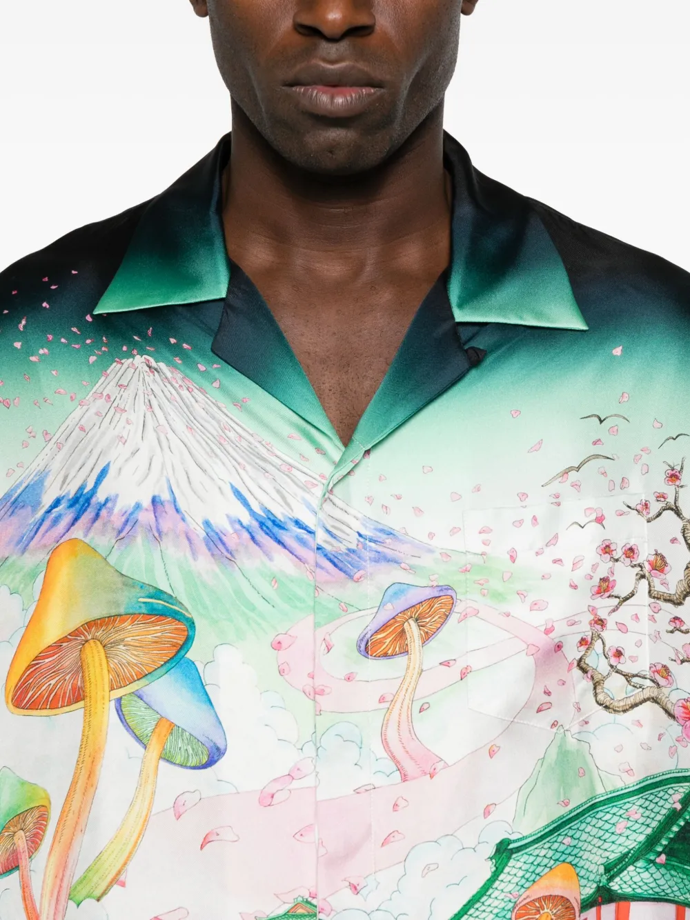 Casablanca Printed Silk Shirt In Green