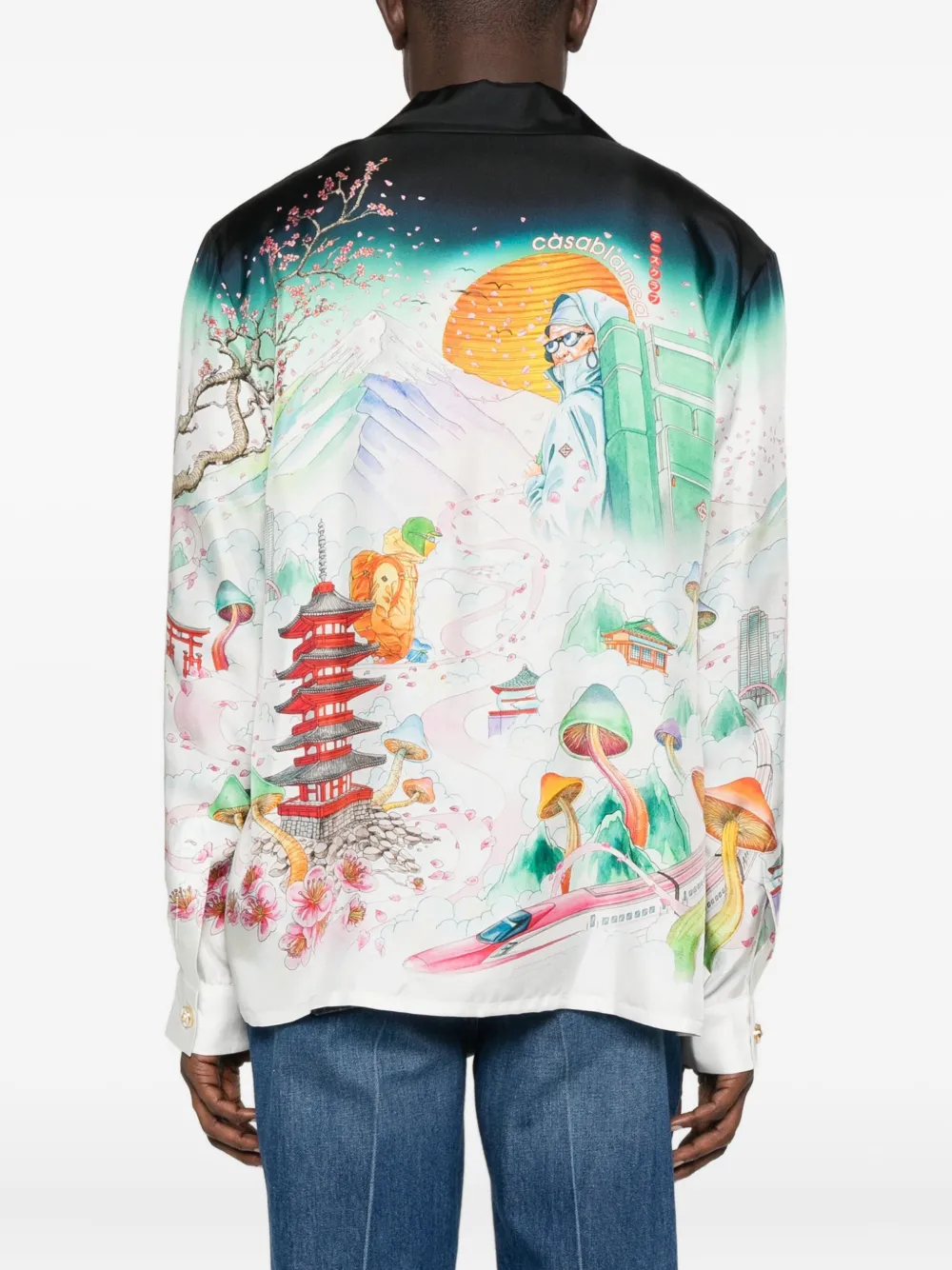 Casablanca Printed Silk Shirt In Green