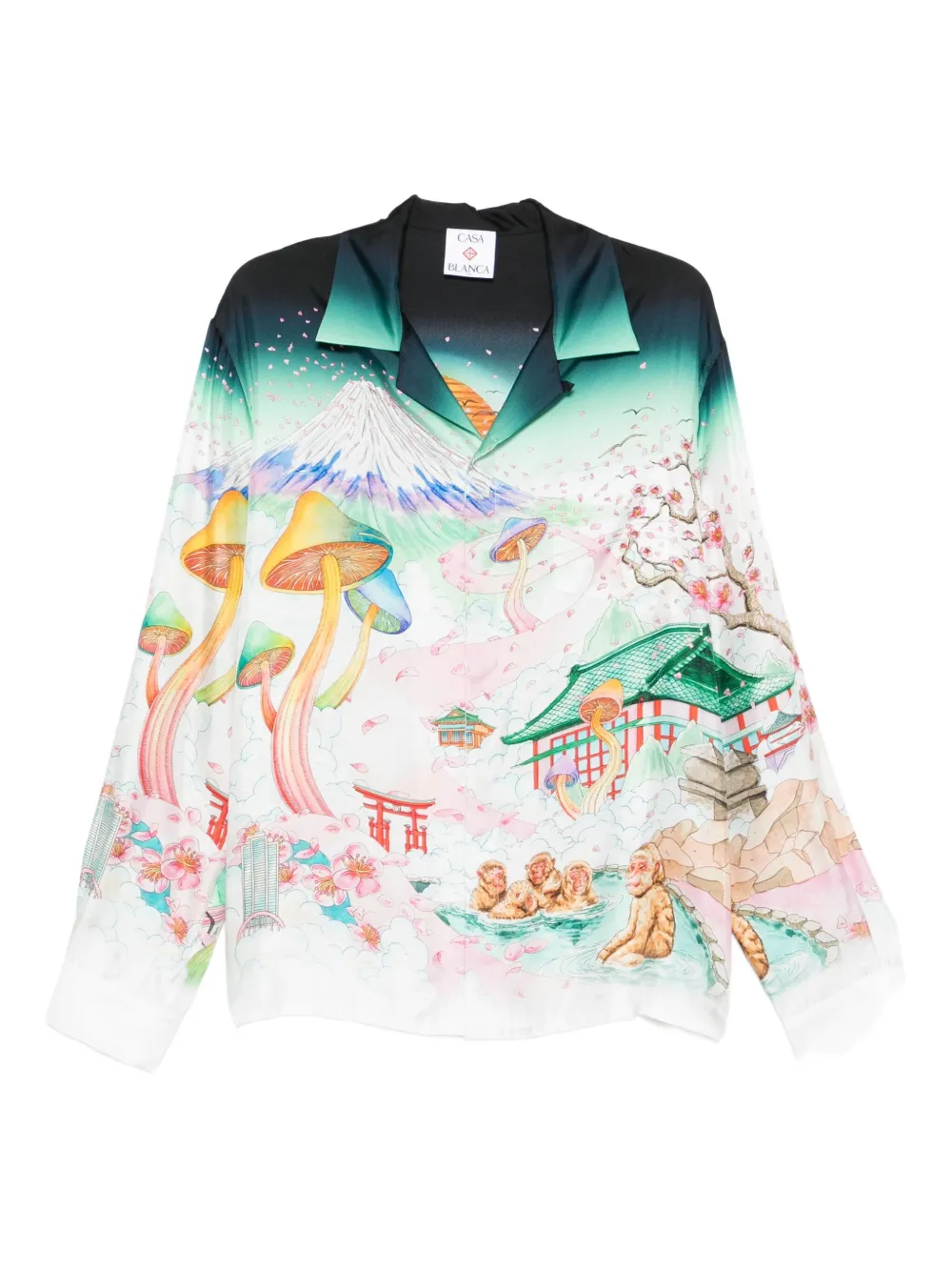 Casablanca Printed Silk Shirt In Green