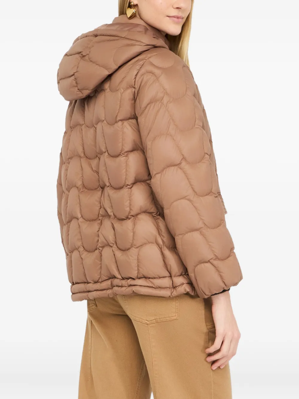 Liu •jo Quilted Nylon Short Coat In Brown
