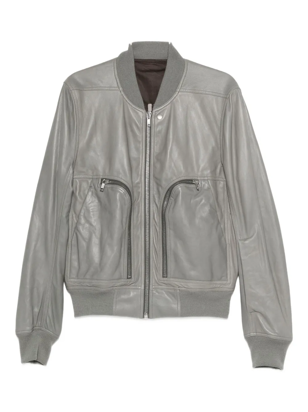 Rick Owens Bauhaus Flight Leather Jacket In Gray