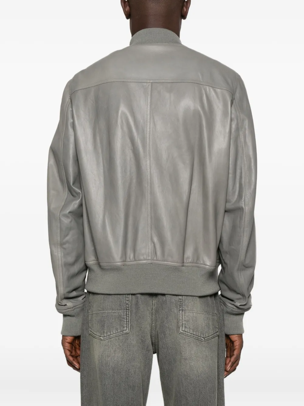 Rick Owens Bauhaus Flight Leather Jacket In Gray