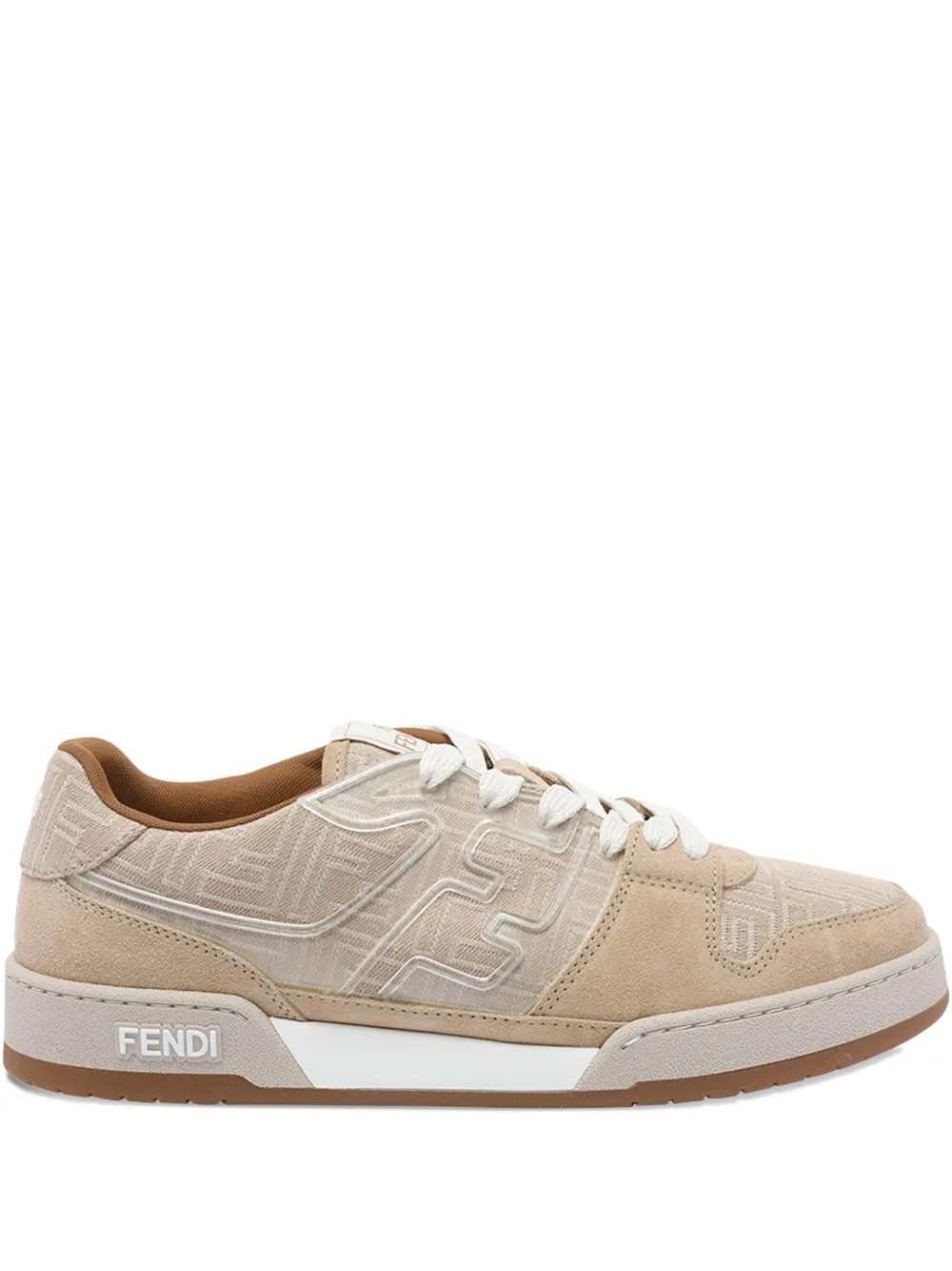 FENDI FF-logo pattern suede-panel sneakers - ニュートラル FENDI FF-logo pattern suede-panel sneakers - ニュートラル