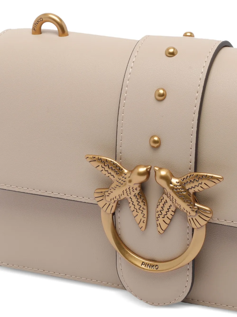 PINKO Schoudertas met klep en logo Beige