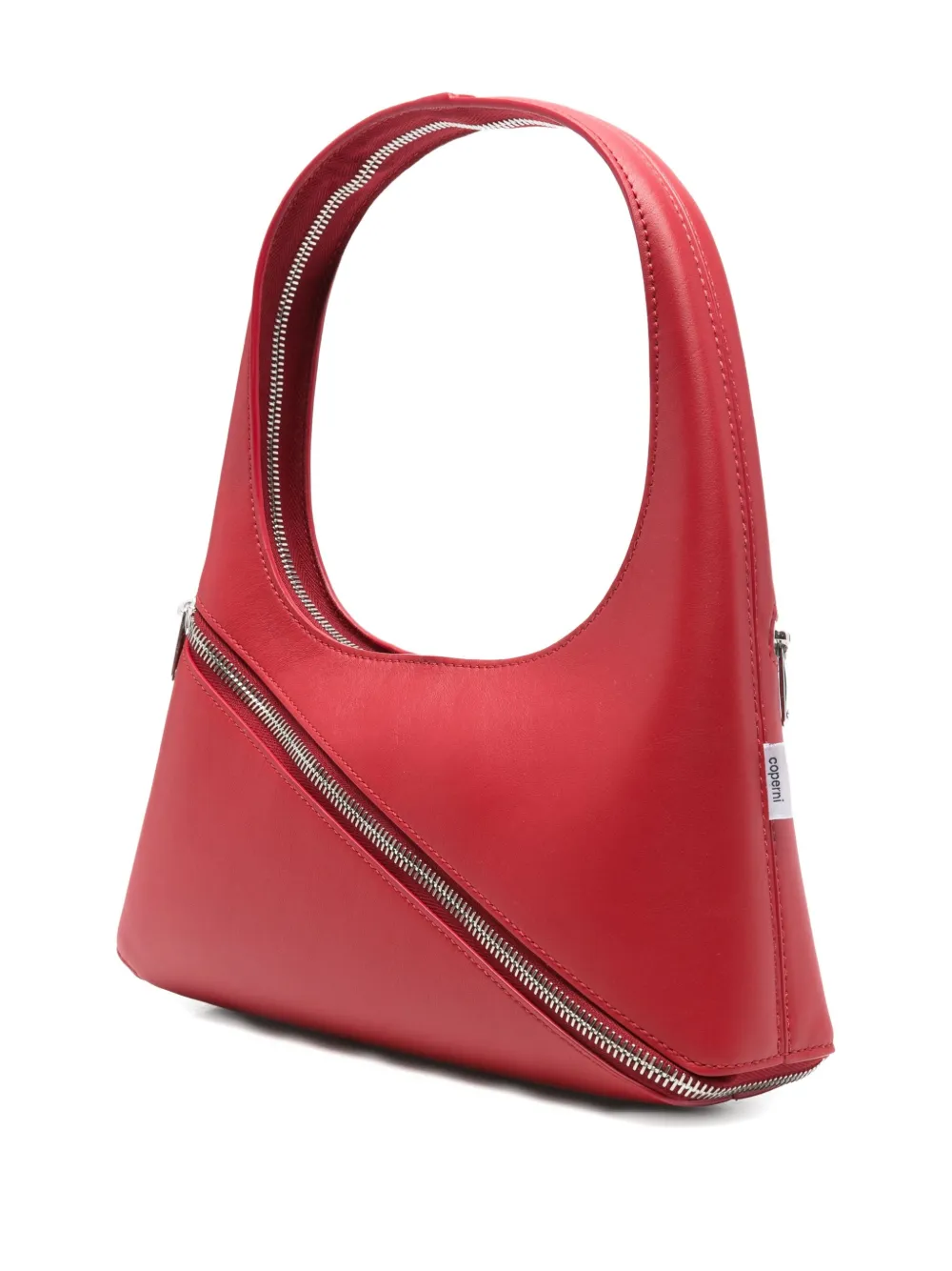 Coperni Diagonal-zip Leather Shoulder Bag In Red