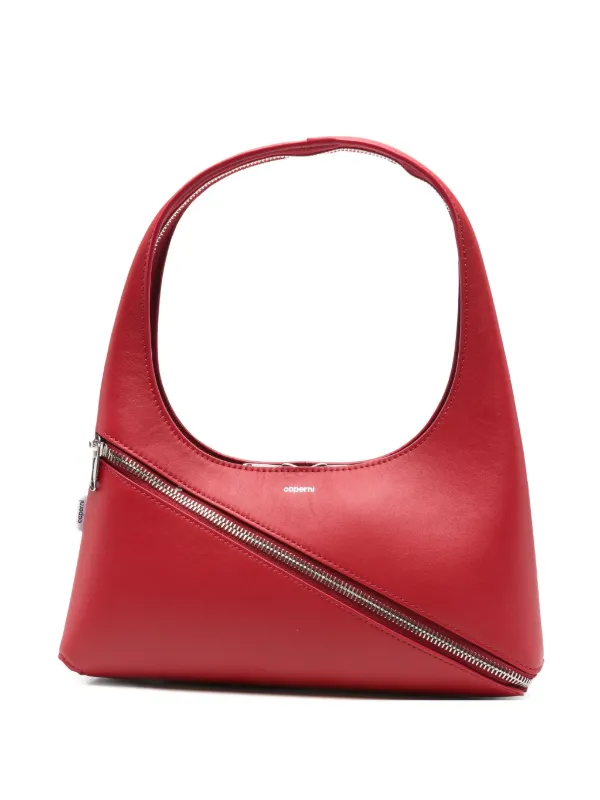 Coperni Diagonal-zip Leather Shoulder Bag in Red