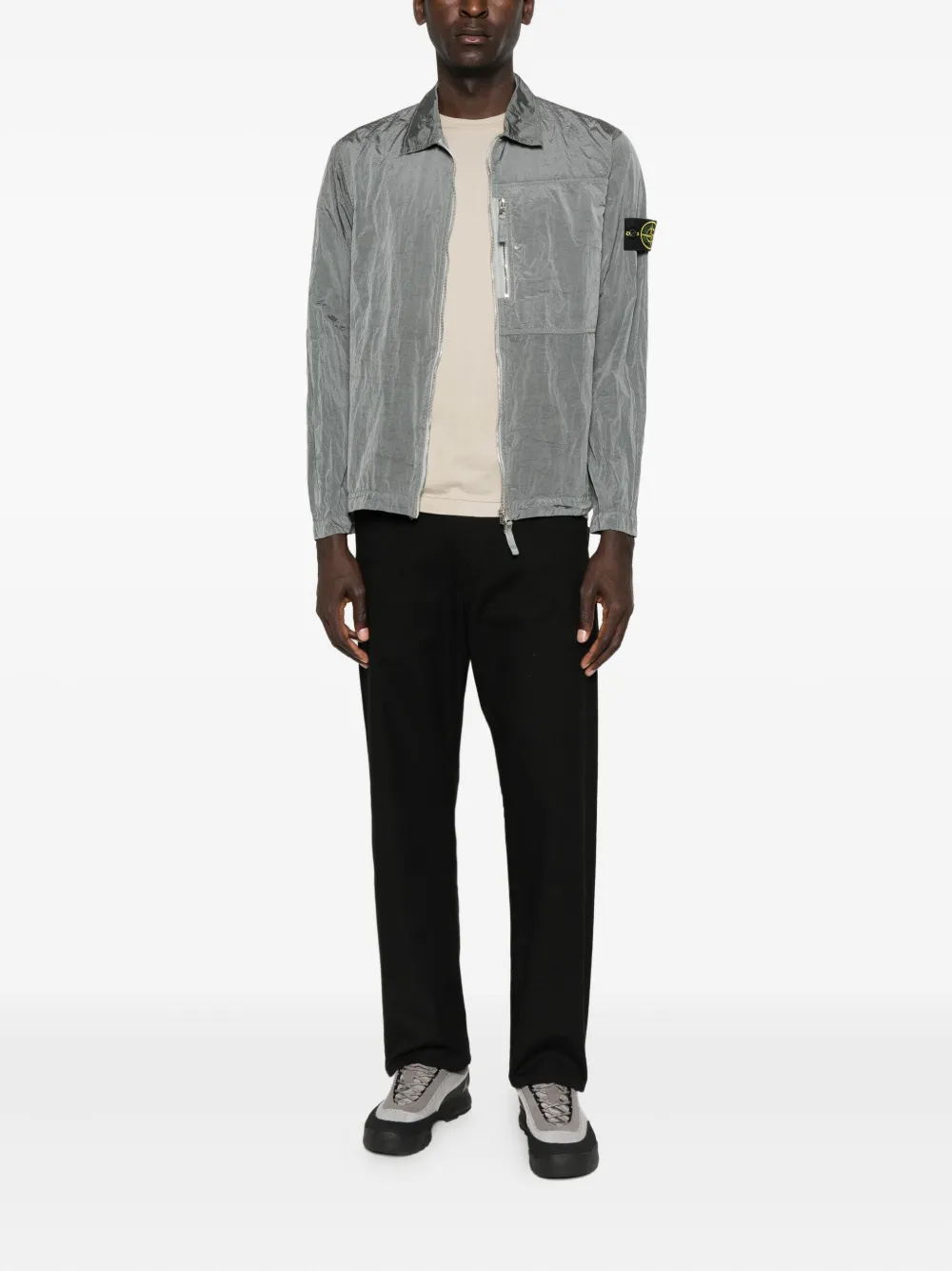 Stone Island Zip-fastening Patch-pocket Shirt Jacket In Gray