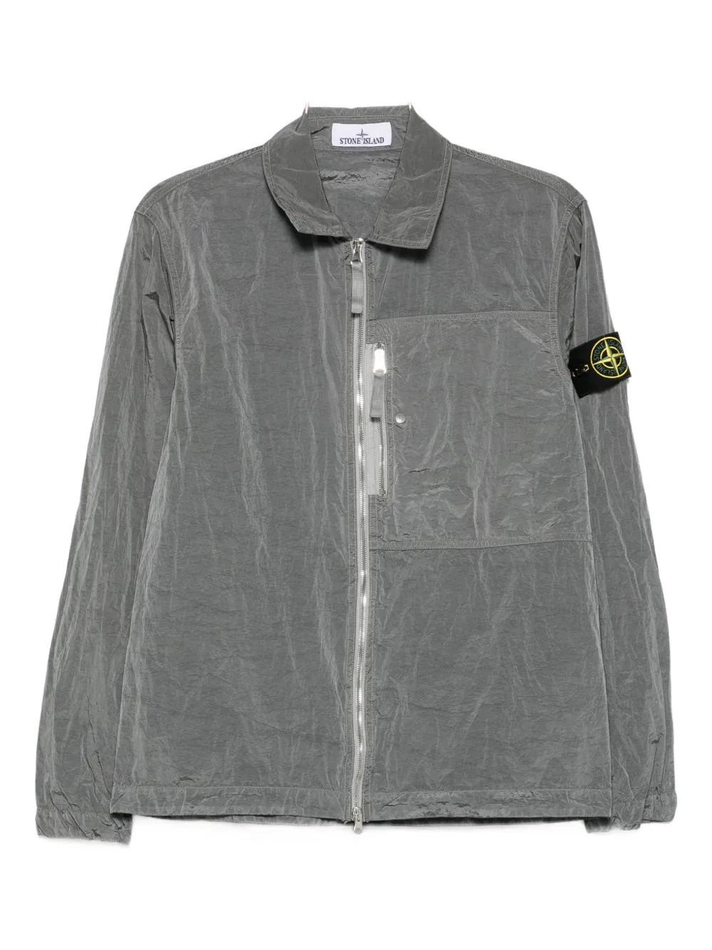 Stone Island Zip-fastening Patch-pocket Shirt Jacket In Gray