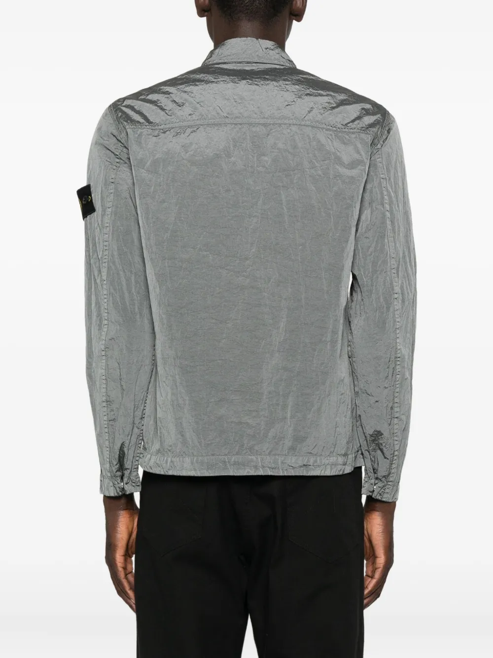 Stone Island Zip-fastening Patch-pocket Shirt Jacket In Gray