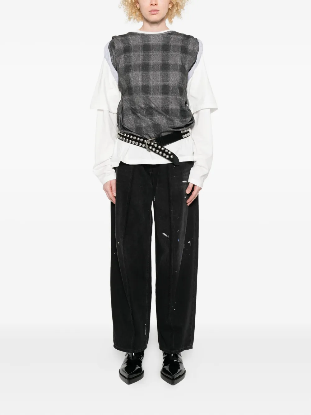 MM6 Maison Margiela Jeans met verfspatten - Zwart