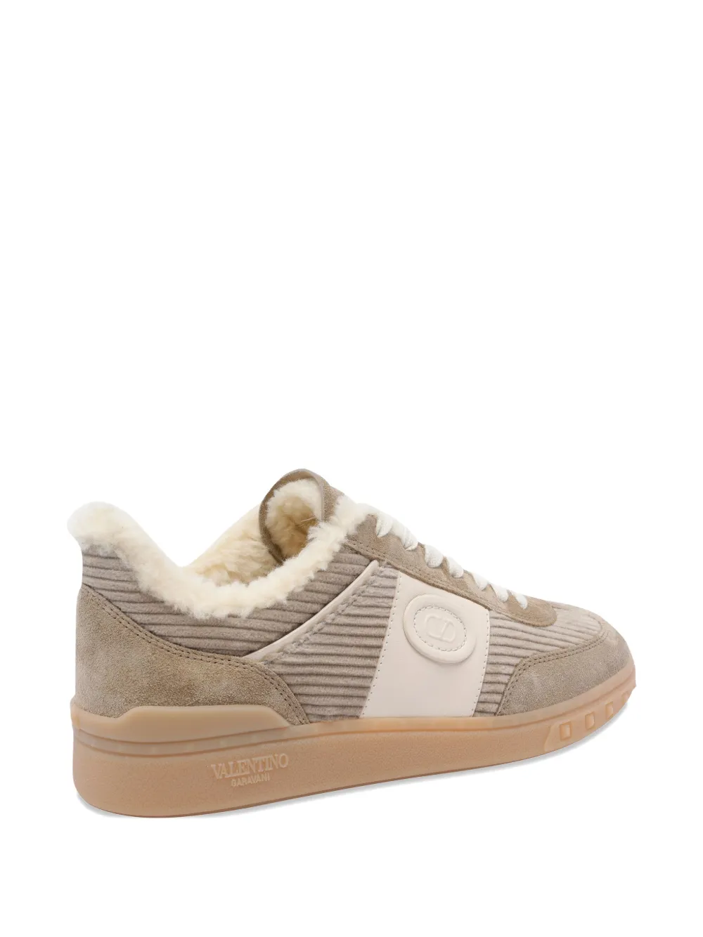 Valentino Garavani Upvillage corduroy-panel shearling sneakers Brown