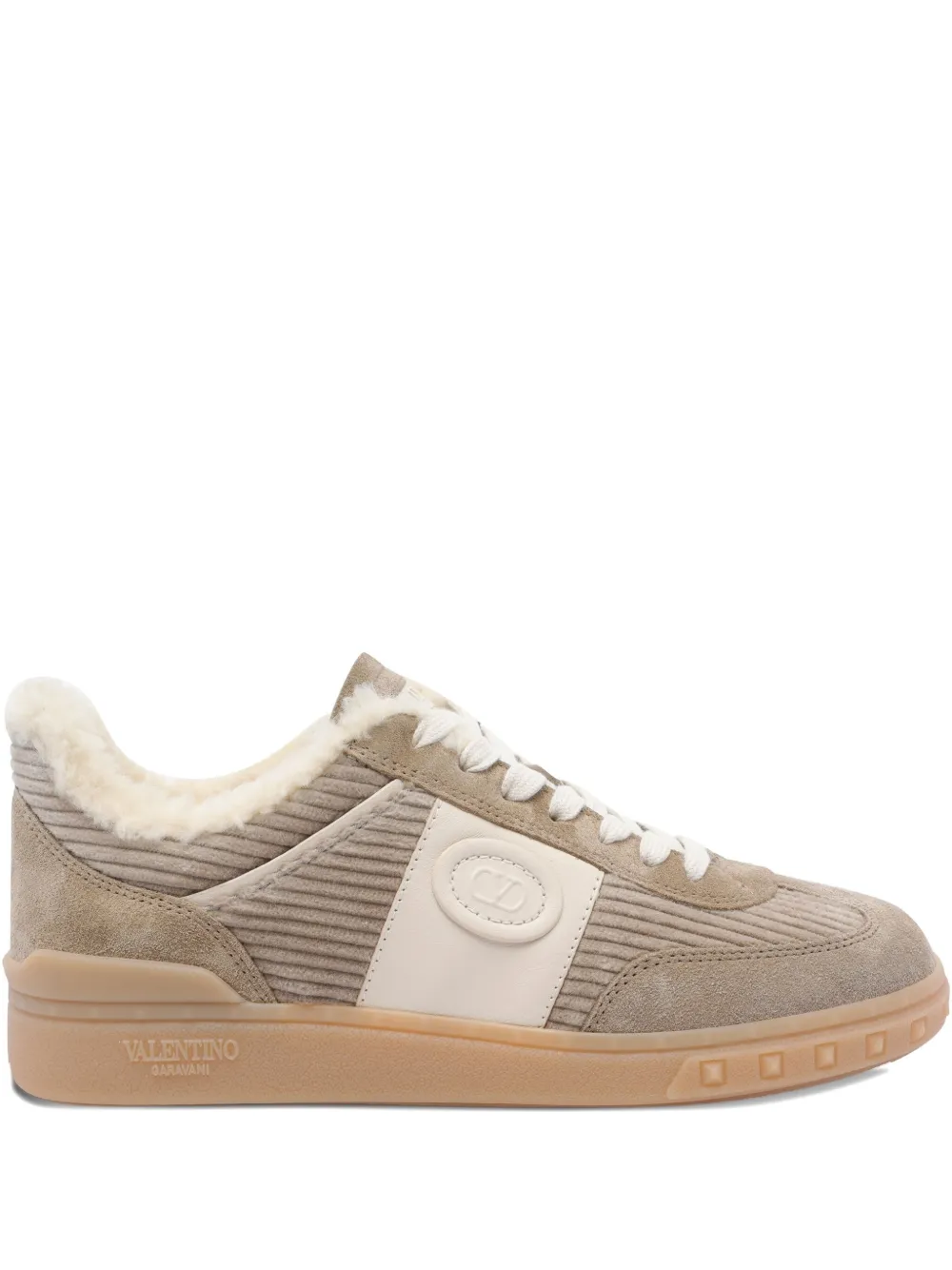 Valentino Garavani Upvillage corduroy-panel shearling sneakers Brown