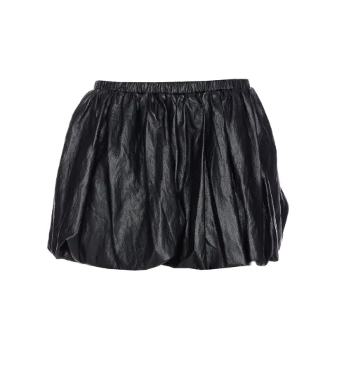 Ele faux-leather bubble mini skirt