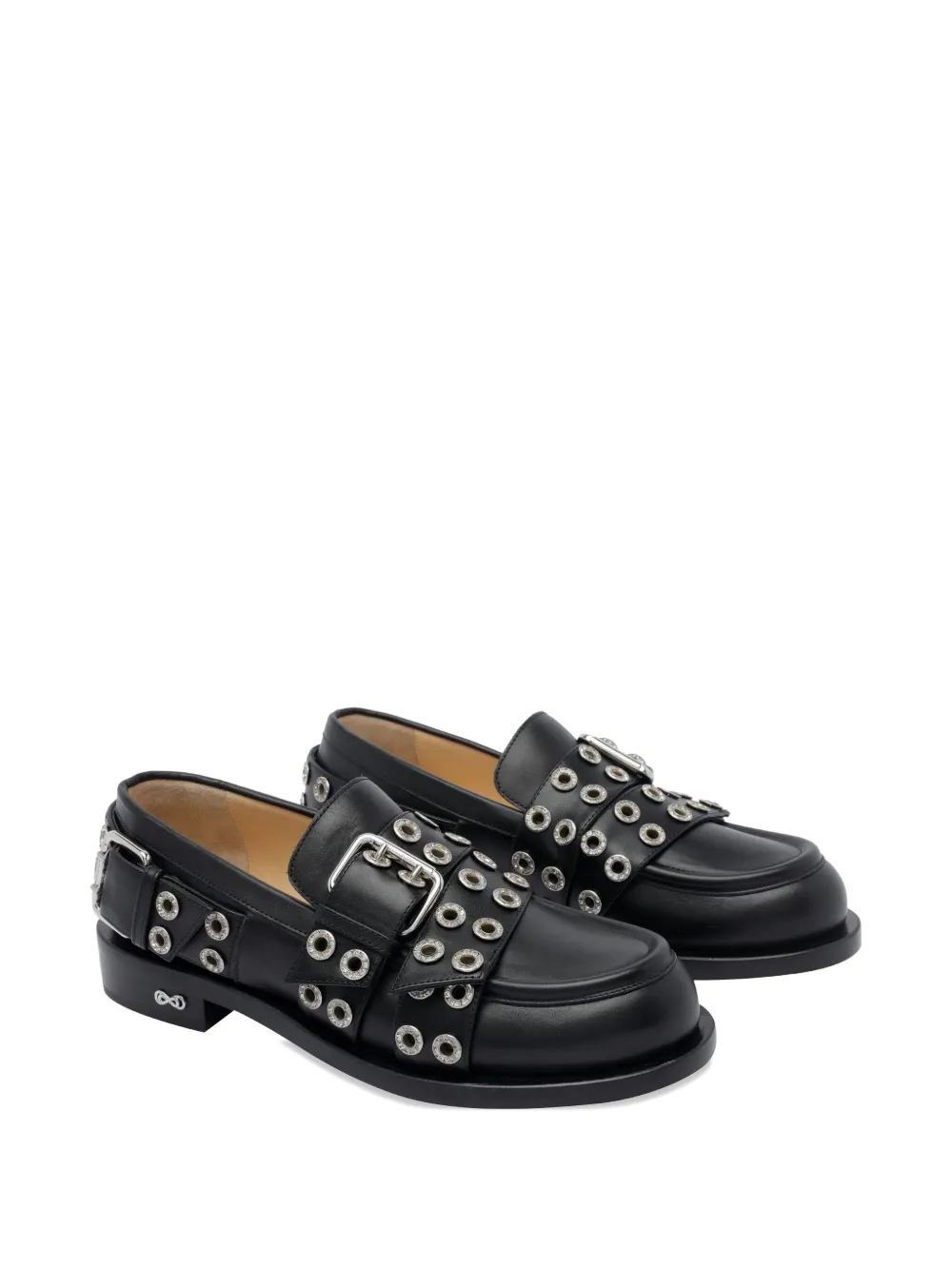 MACH & MACH 30mm buckle-detail eyelet loafers Black